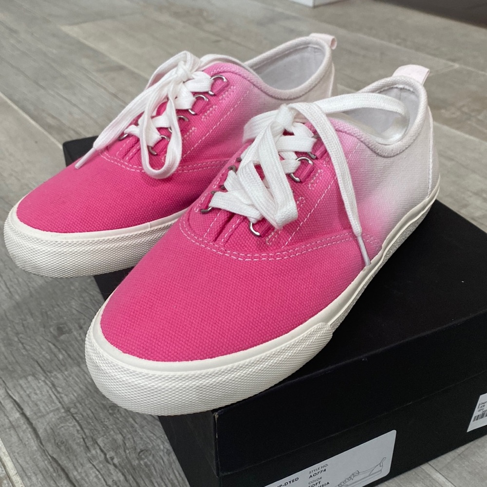 J Crew size 7 pink dip dyed sneakers